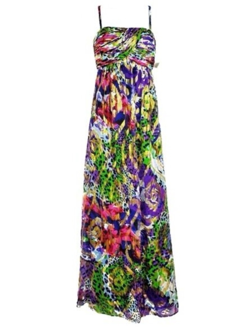 Oleg Cassini Colorful Strapless Maxi Dress